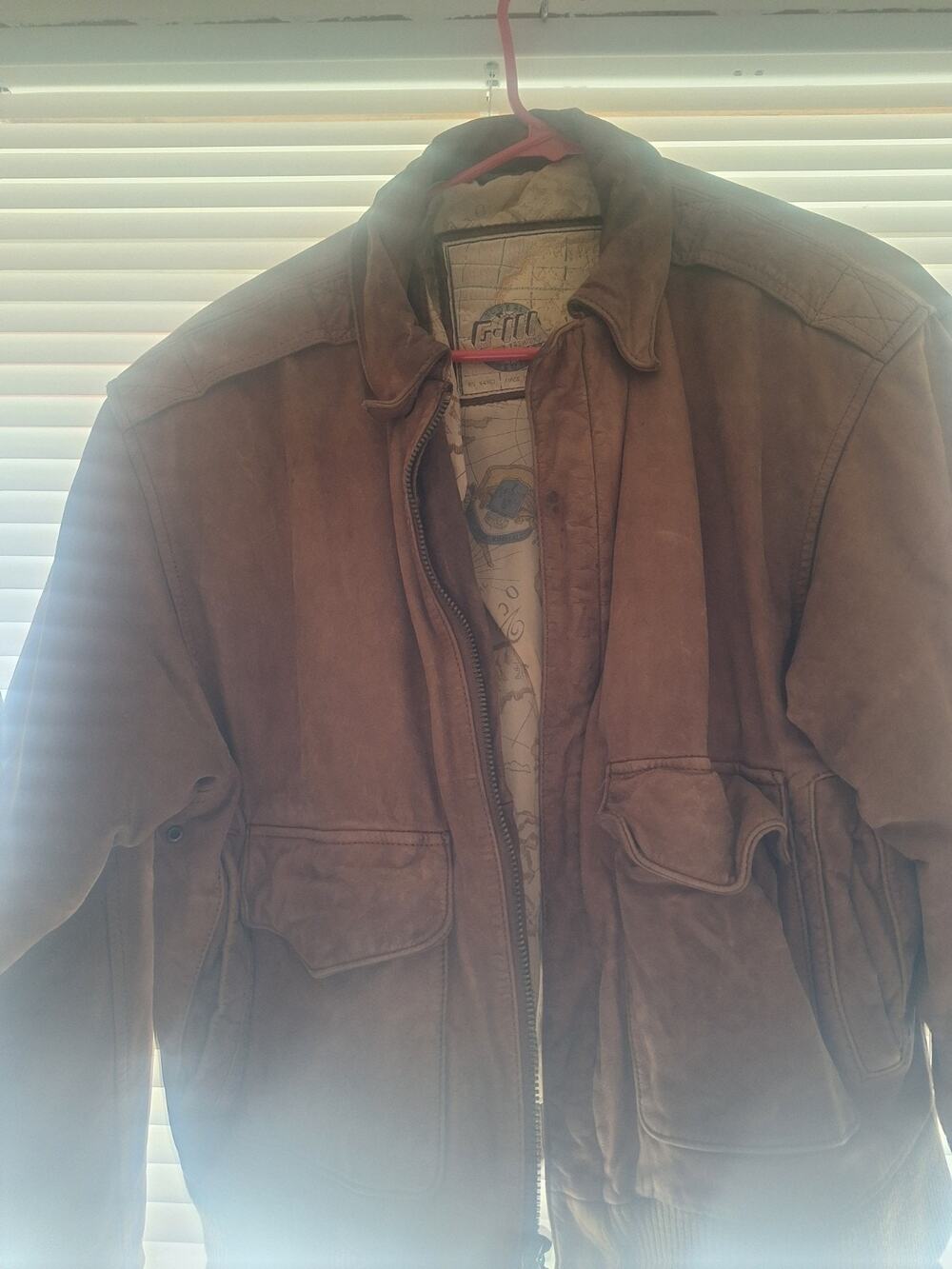 Men's Vintage G I11 global Leather Bomber Jacket Made In The 80's
